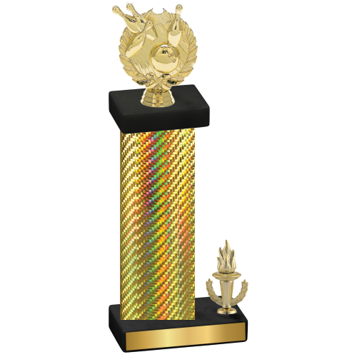 Accented Single Gold Carbon Fiber Victory Bowling Trophy