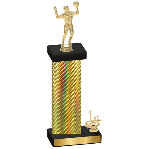 Accented Single Gold Carbon Fiber First Place Volleyball Trophy