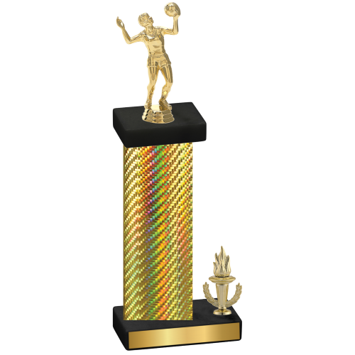 Accented Single Gold Carbon Fiber Victory Volleyball Trophy