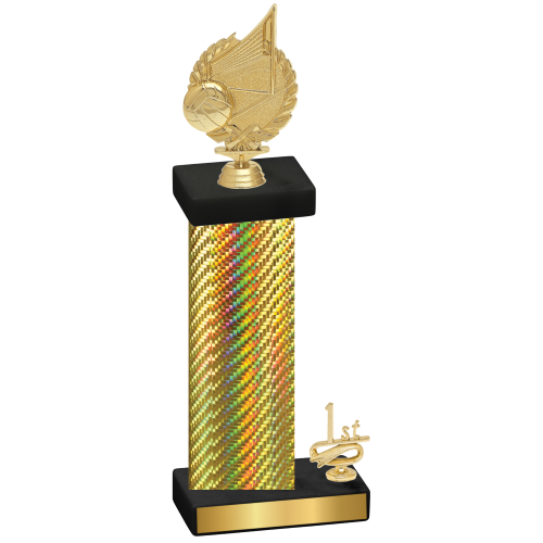 Accented Single Gold Carbon Fiber First Place Volleyball Trophy