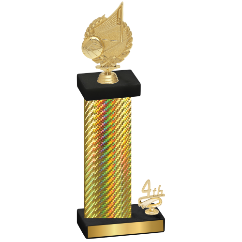 Accented Single Gold Carbon Fiber Fourth Place Volleyball Trophy
