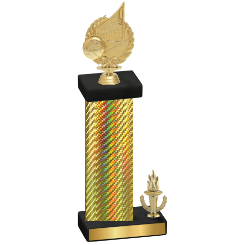 Accented Single Gold Carbon Fiber Victory Volleyball Trophy