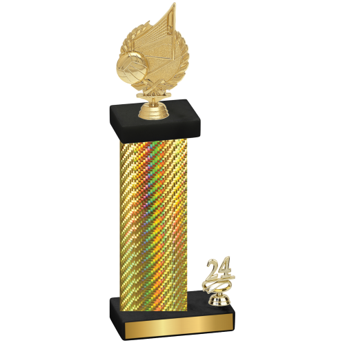 Accented Single Gold Carbon Fiber Year Volleyball Trophy