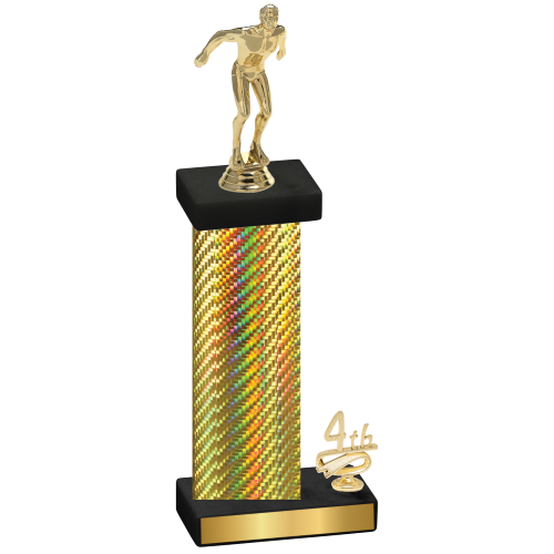 Accented Single Gold Carbon Fiber Fourth Place Swimming Trophy