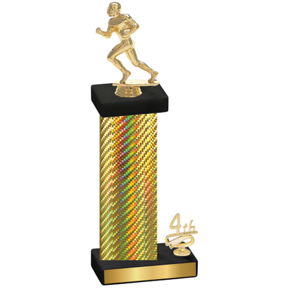 Accented Single Gold Carbon Fiber Fourth Place Football Trophy