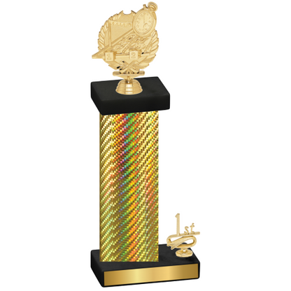 Accented Single Gold Carbon Fiber First Place Swimming Trophy