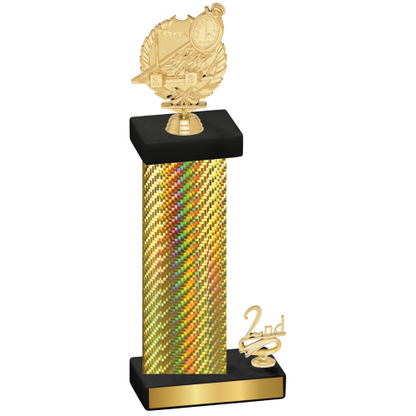 Accented Single Gold Carbon Fiber Second Place Swimming Trophy