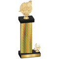 Accented Single Gold Carbon Fiber Fourth Place Swimming Trophy