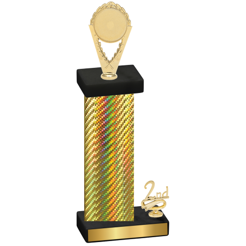 Accented Single Gold Carbon Fiber Second Place Insert Trophy