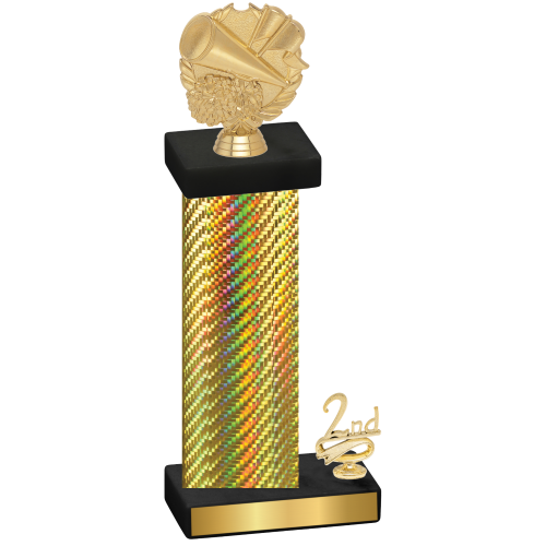 Accented Single Gold Carbon Fiber Second Place Cheerleading Trophy