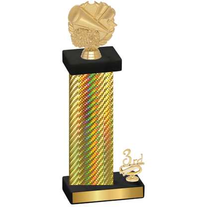 Accented Single Gold Carbon Fiber Third Place Cheerleading Trophy