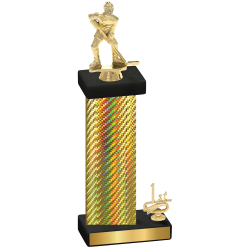 Accented Single Gold Carbon Fiber First Place Hockey Trophy