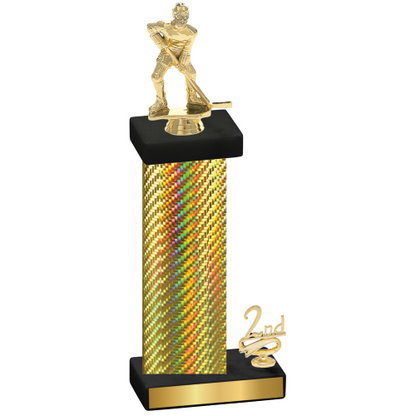 Accented Single Gold Carbon Fiber Second Place Hockey Trophy