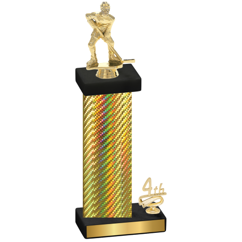 Accented Single Gold Carbon Fiber Fourth Place Hockey Trophy