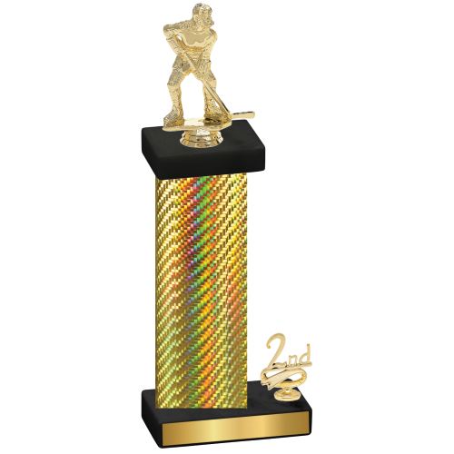 Accented Single Gold Carbon Fiber Second Place Hockey Trophy