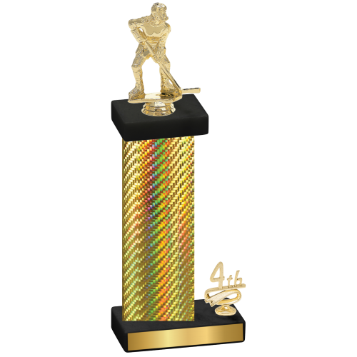 Accented Single Gold Carbon Fiber Fourth Place Hockey Trophy