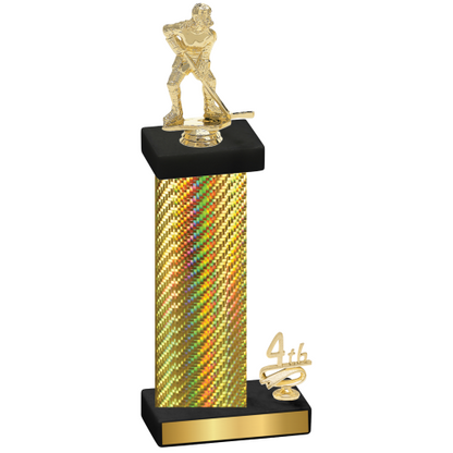Accented Single Gold Carbon Fiber Fourth Place Hockey Trophy
