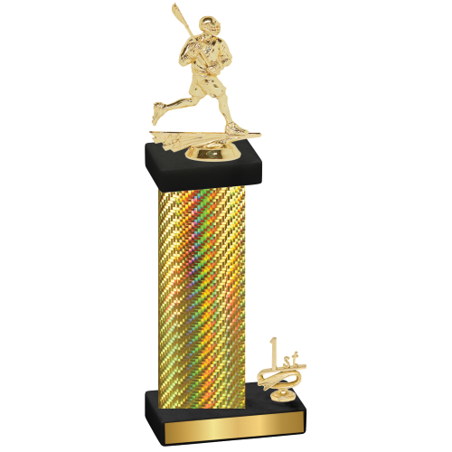 Accented Single Gold Carbon Fiber First Place Lacrosse Trophy