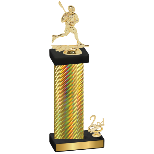 Accented Single Gold Carbon Fiber Second Place Lacrosse Trophy