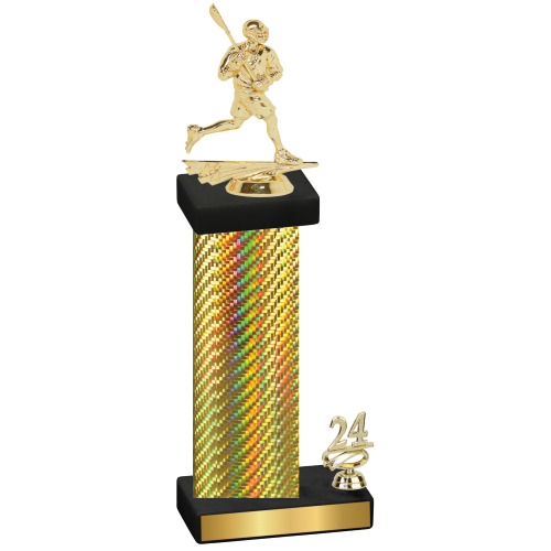 Accented Single Gold Carbon Fiber Year Lacrosse Trophy