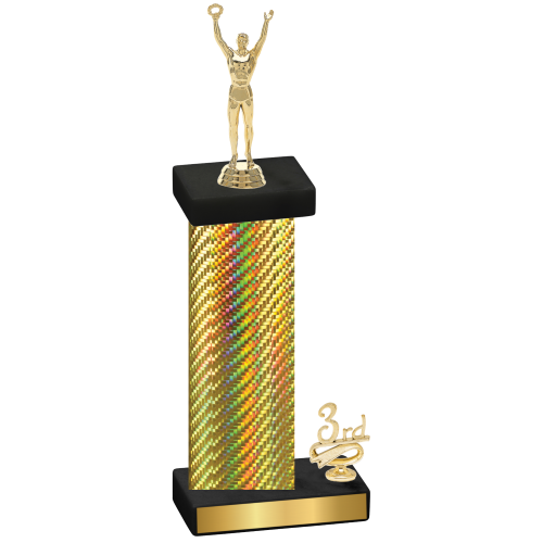 Accented Single Gold Carbon Fiber Third Place Victory Trophy
