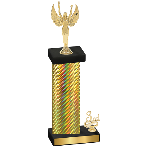 Accented Single Gold Carbon Fiber Third Place Victory Trophy