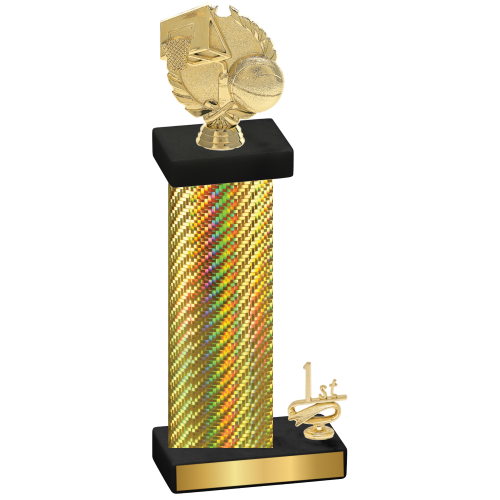 Accented Single Gold Carbon Fiber First Place Basketball Trophy