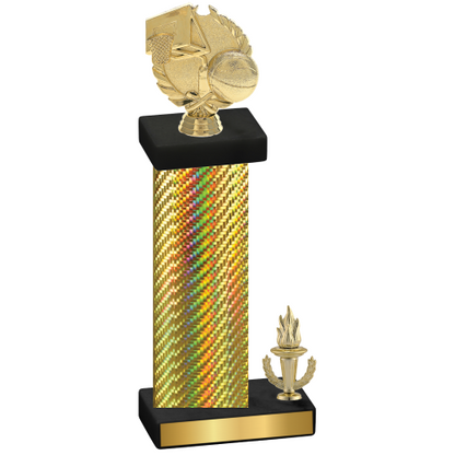 Accented Single Gold Carbon Fiber Victory Basketball Trophy