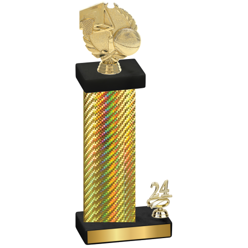 Accented Single Gold Carbon Fiber Year Basketball Trophy