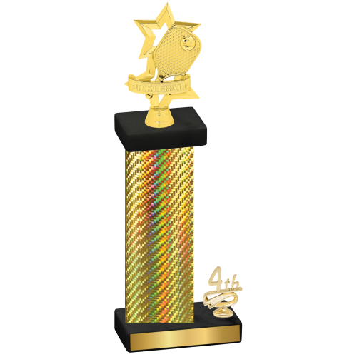 Accented Single Gold Carbon Fiber Fourth Place Pickleball Trophy