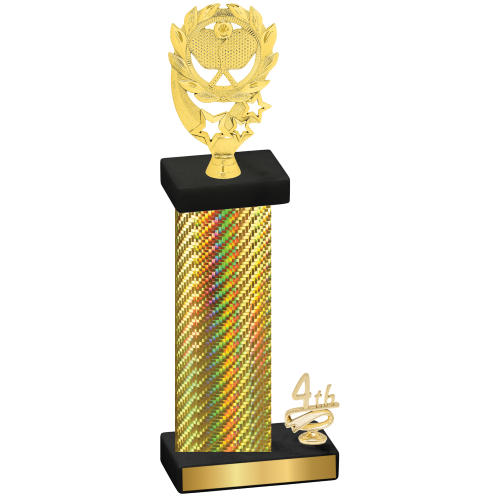 Accented Single Gold Carbon Fiber Fourth Place Pickleball Trophy