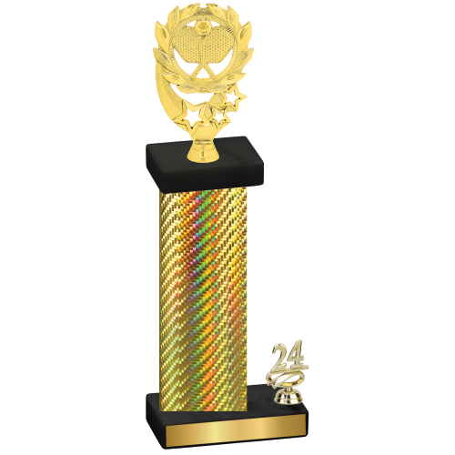 Accented Single Gold Carbon Fiber Year Pickleball Trophy