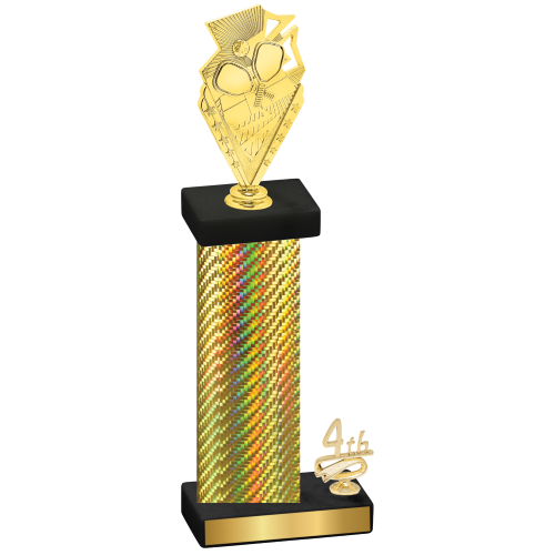 Accented Single Gold Carbon Fiber Fourth Place Pickleball Trophy