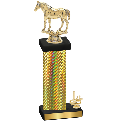 Accented Single Gold Carbon Fiber First Place Horses Trophy