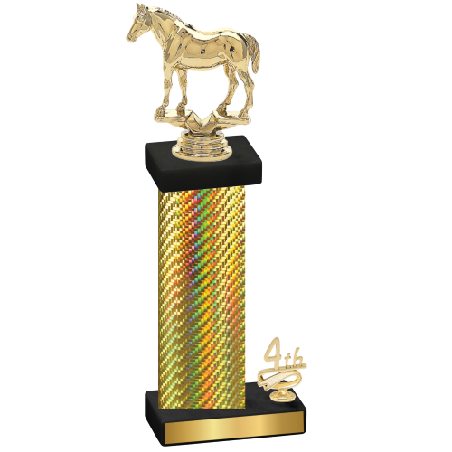 Accented Single Gold Carbon Fiber Fourth Place Horses Trophy