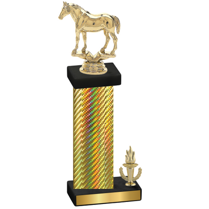 Accented Single Gold Carbon Fiber Victory Horses Trophy