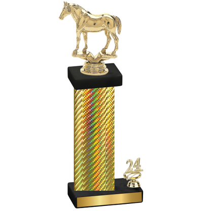 Accented Single Gold Carbon Fiber Year Horses Trophy