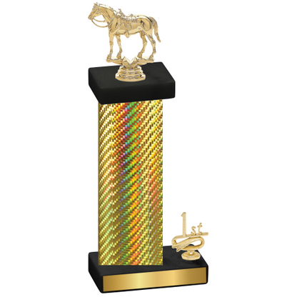 Accented Single Gold Carbon Fiber First Place Horses Trophy