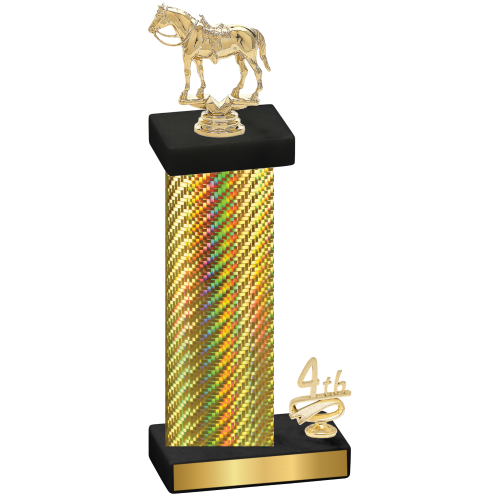 Accented Single Gold Carbon Fiber Fourth Place Horses Trophy