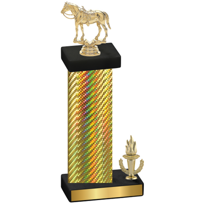 Accented Single Gold Carbon Fiber Victory Horses Trophy