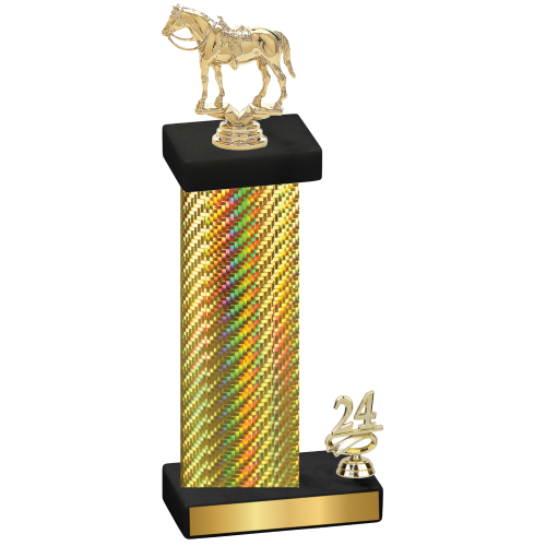 Accented Single Gold Carbon Fiber Year Horses Trophy