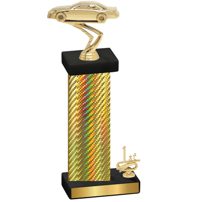 Accented Single Gold Carbon Fiber First Place Cars Trophy