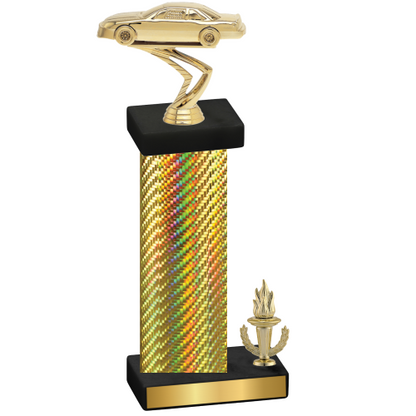 Accented Single Gold Carbon Fiber Victory Cars Trophy