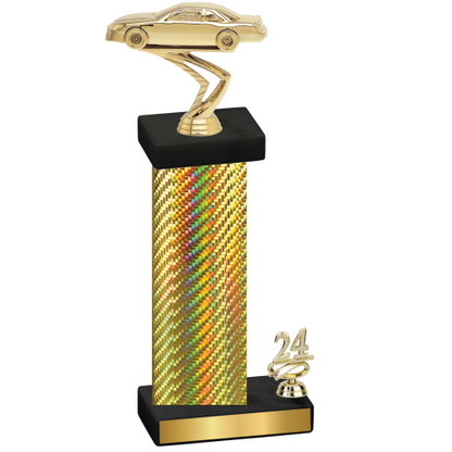 Accented Single Gold Carbon Fiber Year Cars Trophy