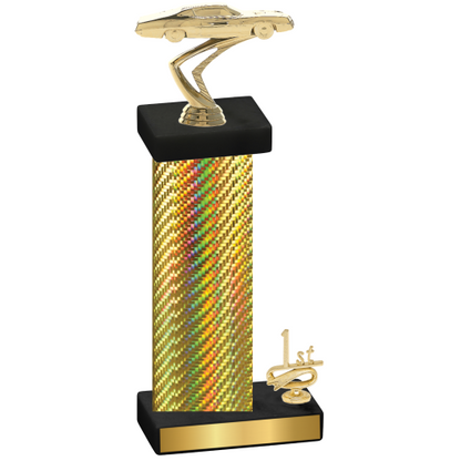 Accented Single Gold Carbon Fiber First Place Cars Trophy