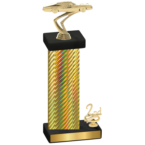 Accented Single Gold Carbon Fiber Second Place Cars Trophy