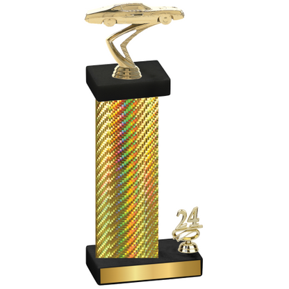 Accented Single Gold Carbon Fiber Year Cars Trophy