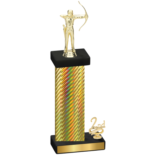 Accented Single Gold Carbon Fiber Second Place Archery Trophy