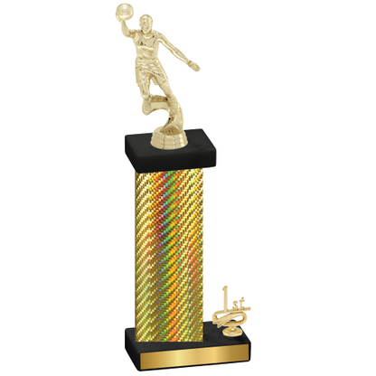 Accented Single Gold Carbon Fiber First Place Basketball Trophy