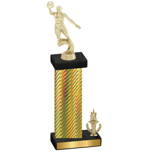 Accented Single Gold Carbon Fiber Victory Basketball Trophy